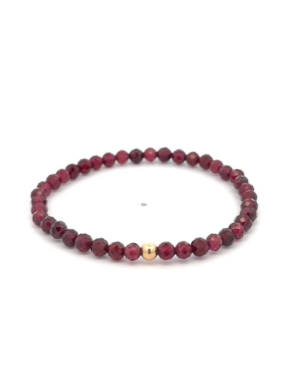 14K Gold Accent Natural Gemstone Garnet Stretch Bracelet Stackable Jewelry